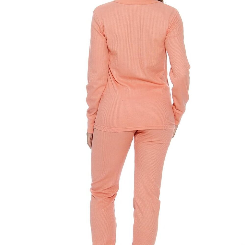 Women's Coral Thermal Underwear Set - Cozy Long Johns For Chilly Weather View 4